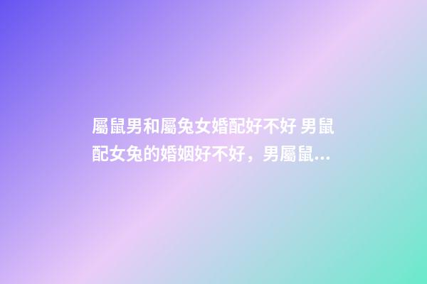 屬鼠男和屬兔女婚配好不好 男鼠配女兔的婚姻好不好，男屬鼠配女屬兔婚姻上旺不旺-第1張-觀點-玄機派